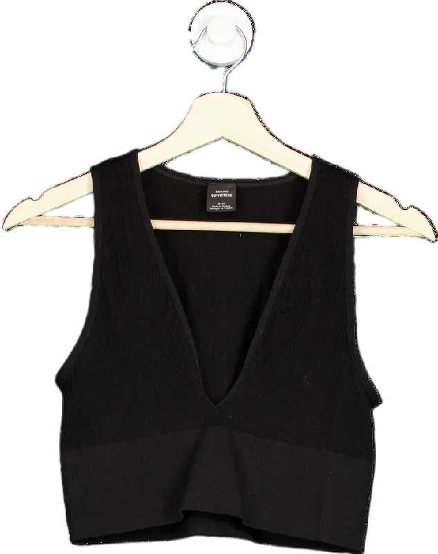 Urban Outfitters Black Ribbed Cropped Vest Top M