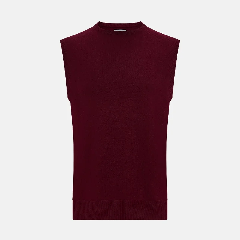 Burgundy Cashmere Round Neck Vest