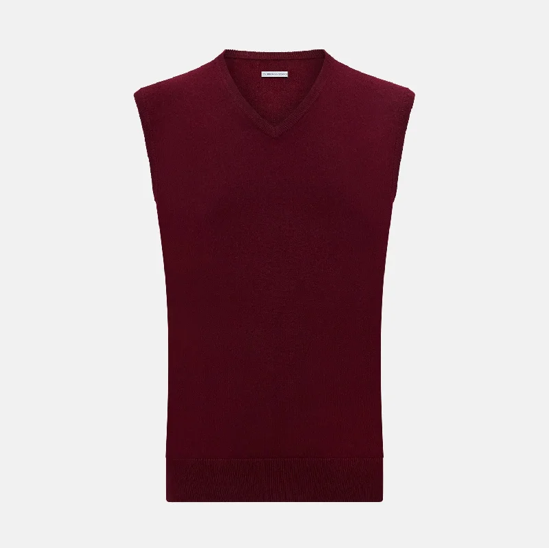 Burgundy Cashmere V-Neck Vest