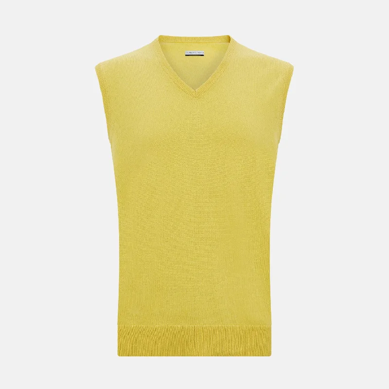 Canary Yellow Cashmere V-Neck Vest