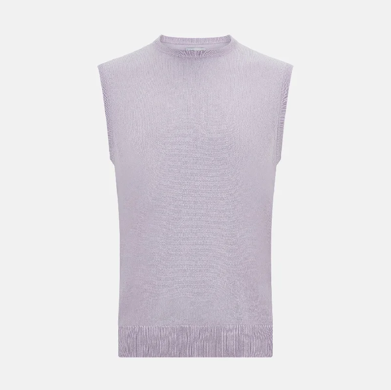 Lilac Cashmere Round Neck Vest