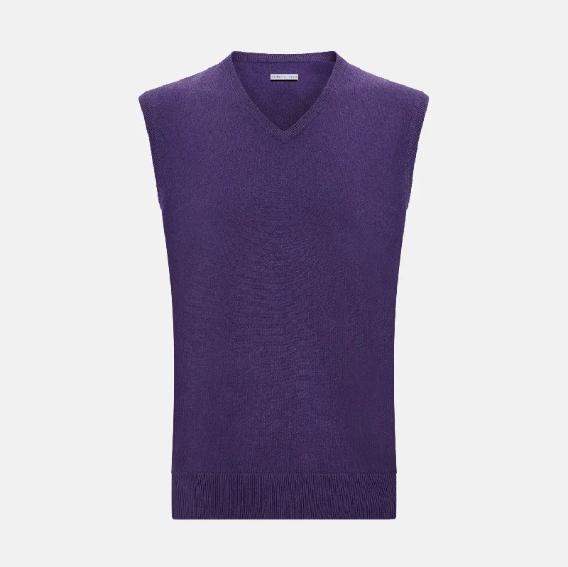 Purple Cashmere V-Neck Vest