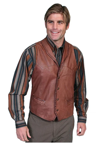 Scully Men's Trailrider Whipstitch Leather Vest