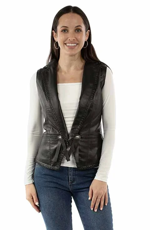 Women's Black Lamb Leather Vest