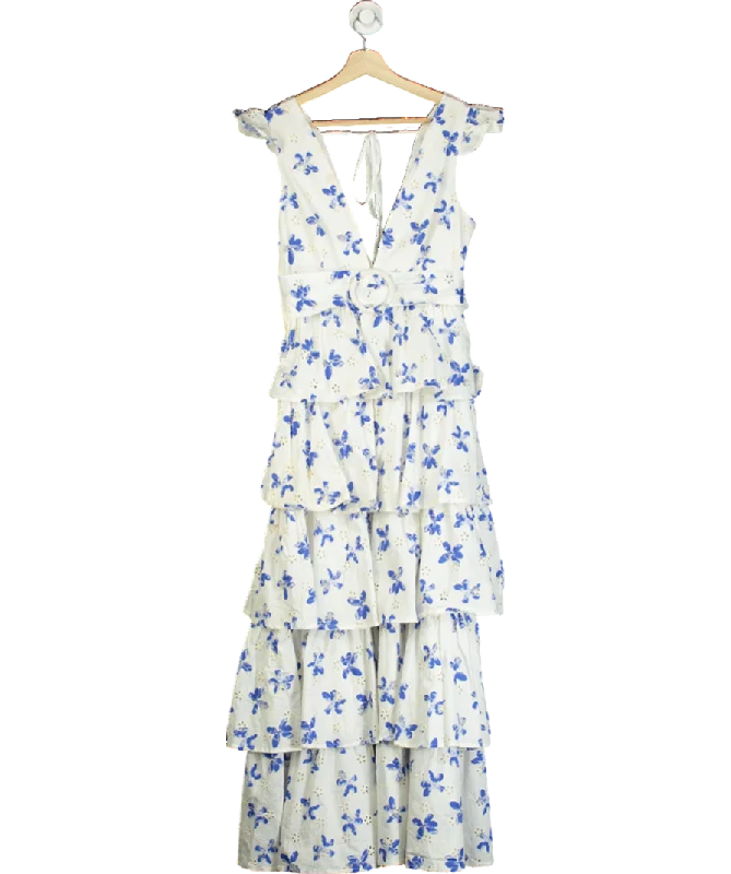 Cocktail DressALB Anne Louise Blue & White Floral Maxi Dress UK 10