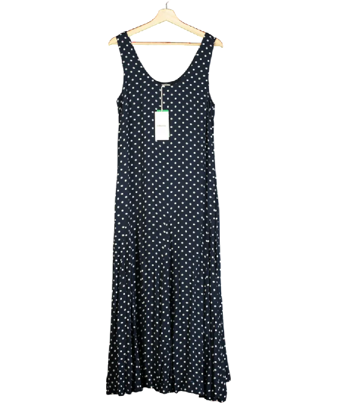 Cocktail DressAlbaray Blue Spot Godet Maxi Dress, Navy/white UK 12