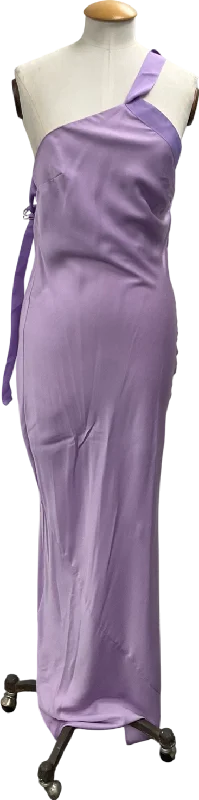 Leather DressASOS Purple One Shoulder Maxi Dress With Grosgrain Strap In Lilac UK 6