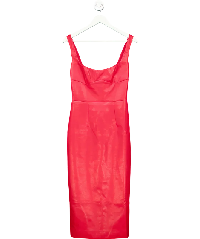 Boho DressBardot Red Kassy Faux Leather Dress UK S