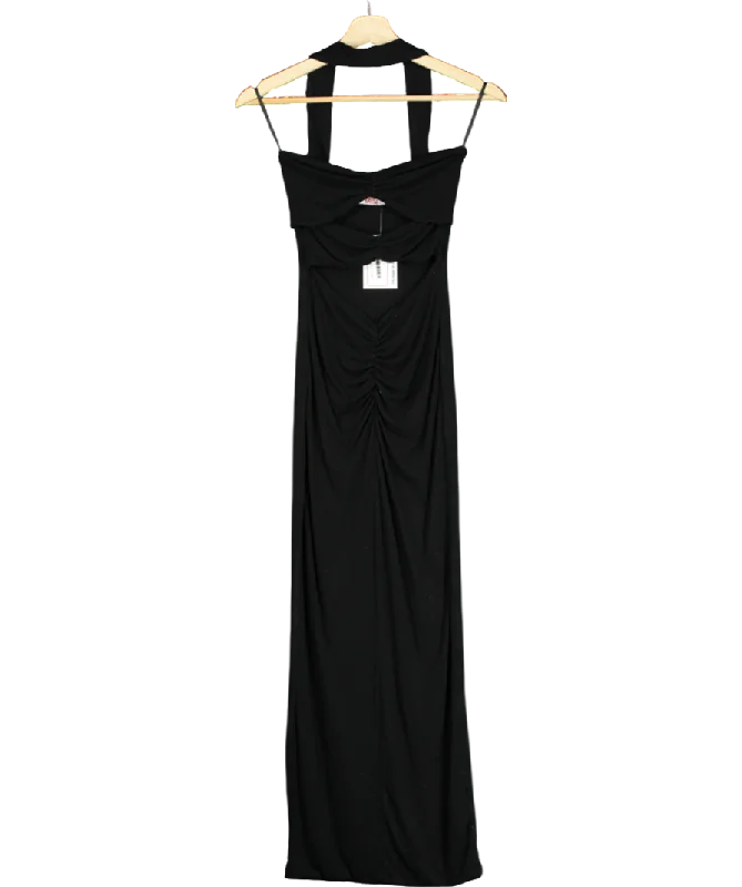 Thermal DressBayse Black Sleeveless Cut Out Hlater Neck Front Detail Maxi Dress UK XS