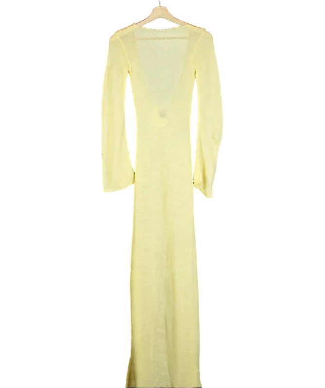 High-visibility Dressboohoo Yellow Petite Knit Maxi Beach Dress UK 10