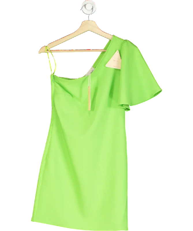 Hiking DressDancing Leopard Joy One Shoulder Mini Dress In Apple Green UK 6