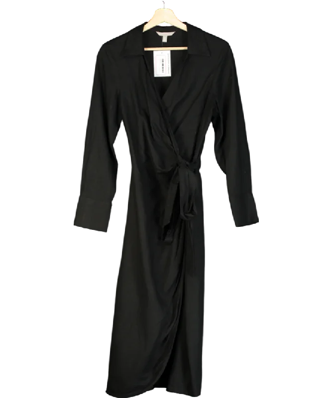 Prairie DressH&M Black Linen-blend Wrap Dress UK S