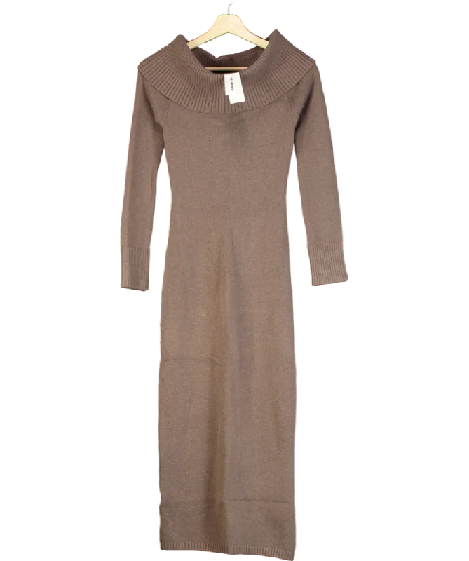 Dance DressHollister Slouchy Off Shoulder Long Sleeve Midi Dress In Brown UK XS