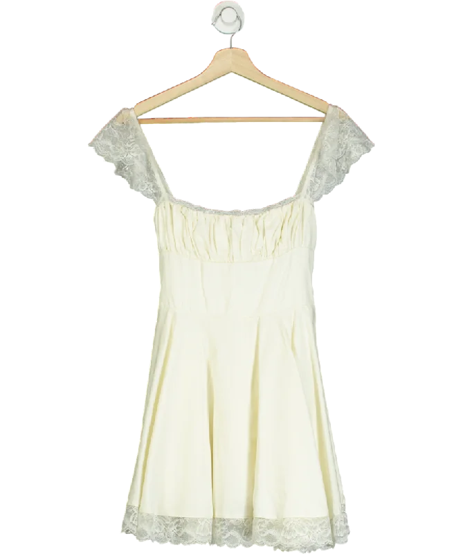 Ball DressHouse of CB Cream Kaia Square-neck A-line Woven Mini Dress UK M