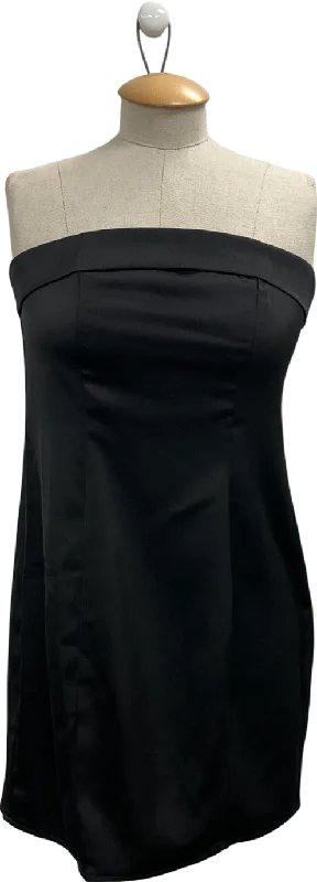 Prairie DressIn The Style Black Satin Bandeau Mini Dress UK 8