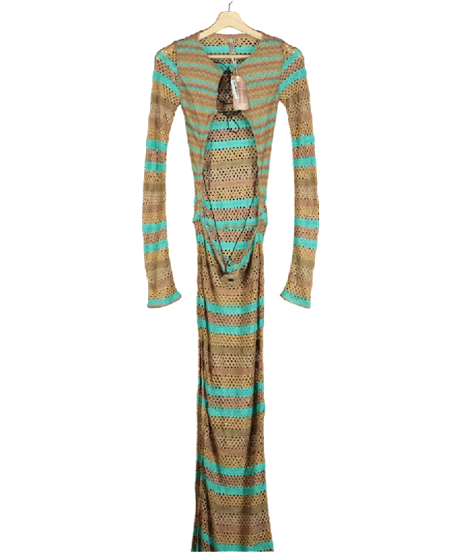 Dance DressJaded London Brown Allure Stripe Knitted Maxi Dress UK S