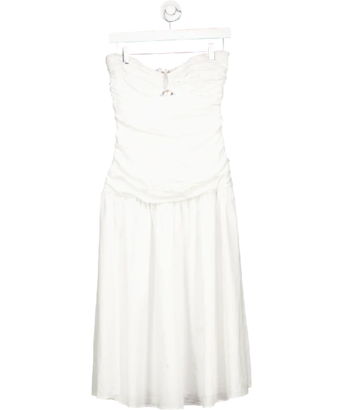 Off-the-shoulder DressMANGO White Draped Dress With Metallic Detail UK 8