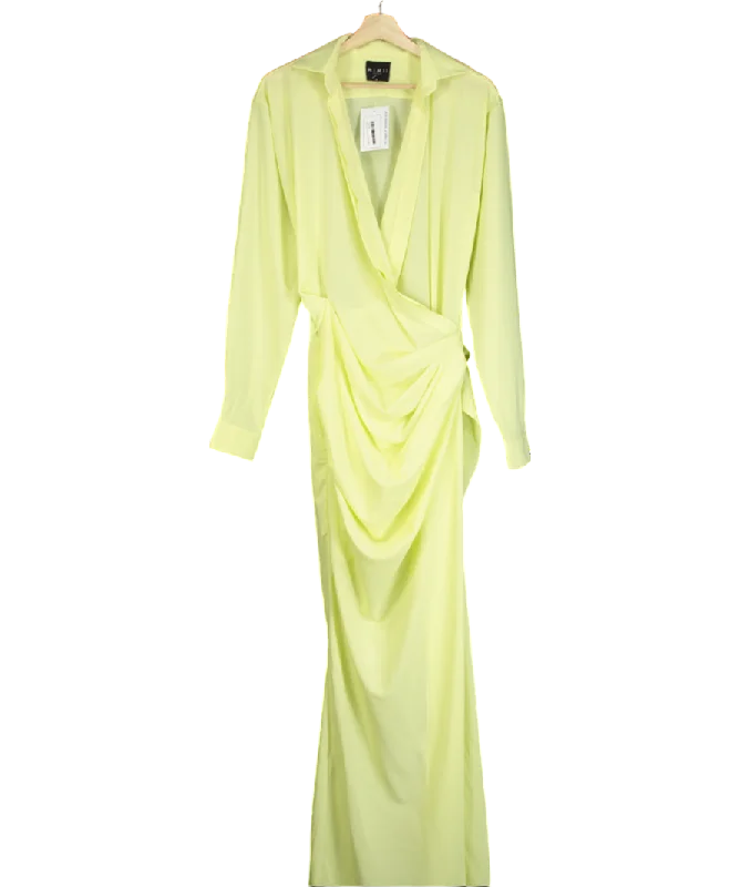 Kaftan DressMimii London Green Long Sleeve Drape Maxi Dress UK XS