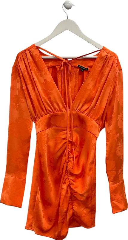 Embroidered DressNoughts & Kisses Orange Long Sleeve Mini Dress UK XS