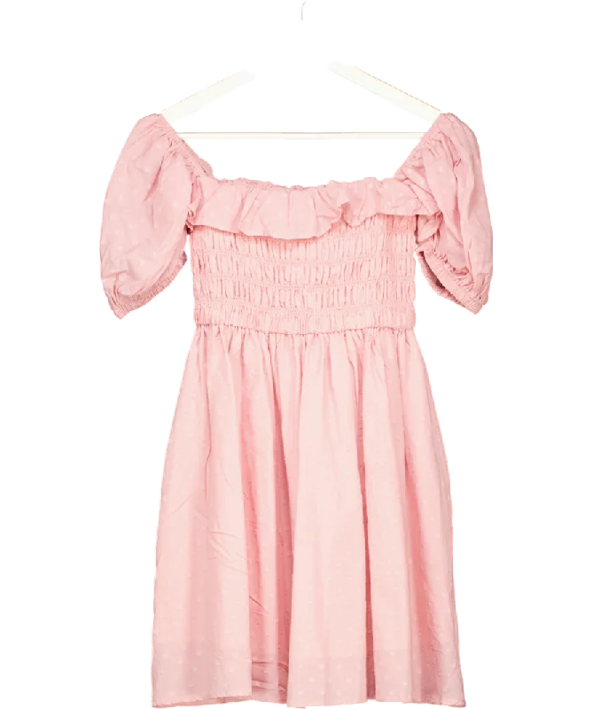 Golf DressR.Vivimos Pink Square Neck Puff Sleeve Josie Dress UK 8