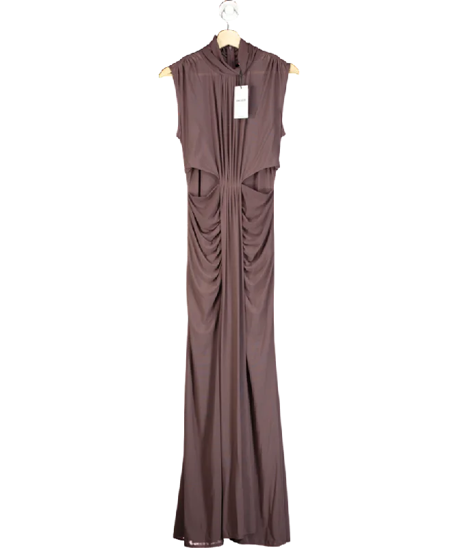 Thermal DressREISS Brown Daniella Sleeveless Ruched Maxi Dress, Taupe UK 10