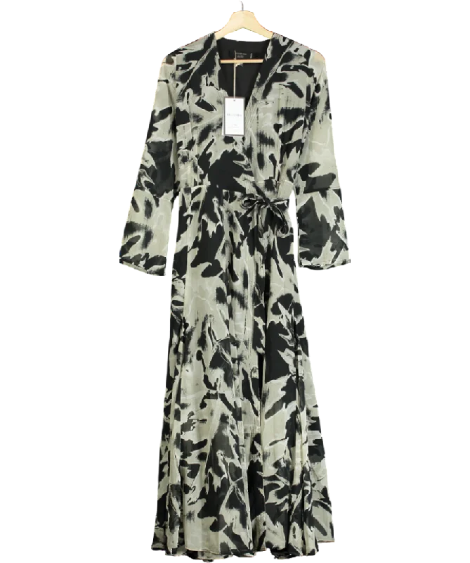 High-low DressReligion Black Flash Print Wrap Maxi Dress UK XS