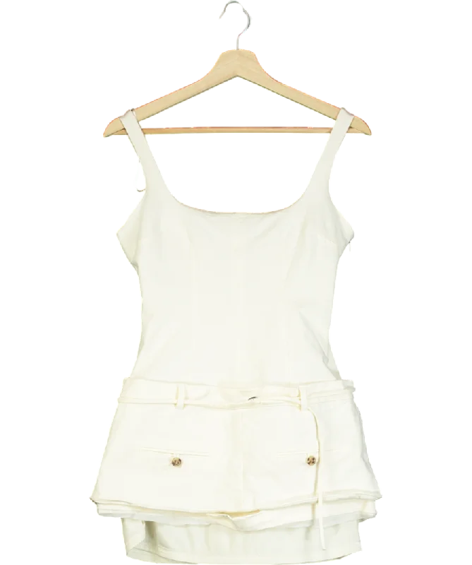 A-line DressZARA Cream Belted Fitted Mini Dress UK M