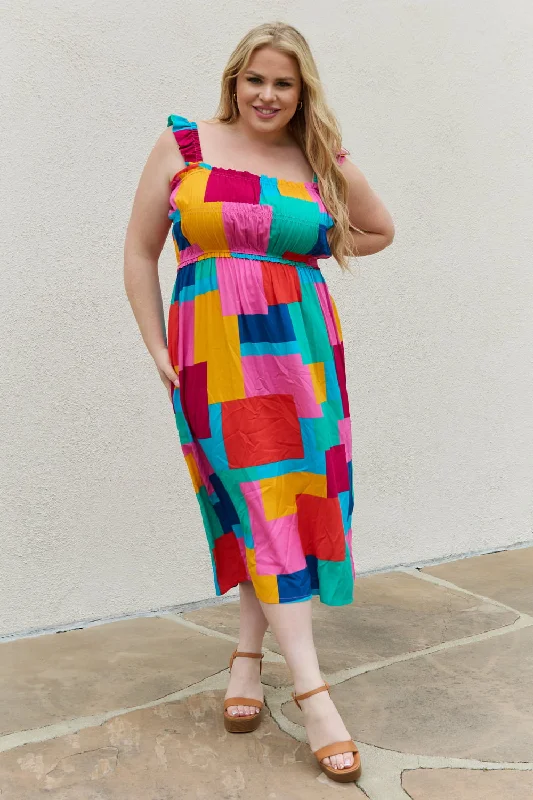 Ethnic DressAnd The Why Multicolored Square Print Summer Dress