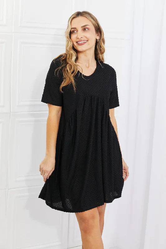 Boho DressBOMBOM Another Day Swiss Dot Casual Dress in Black