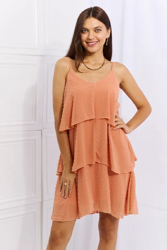 Puff-sleeve DressCulture Code By The River Full Size Cascade Ruffle Style Cami Dress in Sherbet