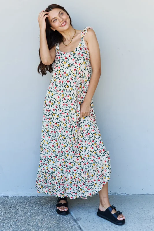 Reflective DressDoublju In The Garden Ruffle Floral Maxi Dress in Natural Rose