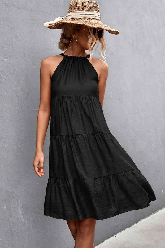 Cocktail DressGrecian Tiered Sleeveless Dress