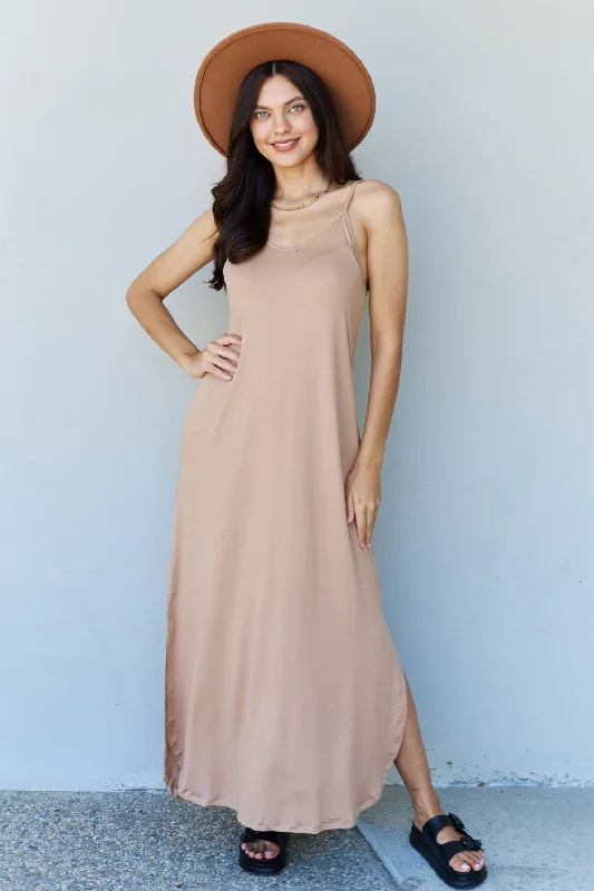 Gala DressNinexis Good Energy Full Size Cami Side Slit Maxi Dress in Camel