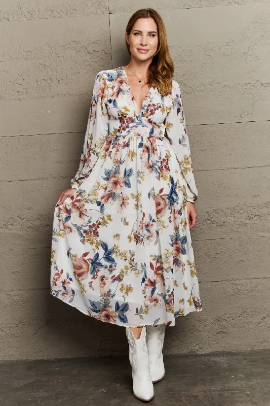 Dance DressOneTheLand Good Day Chiffon Floral Midi Dress