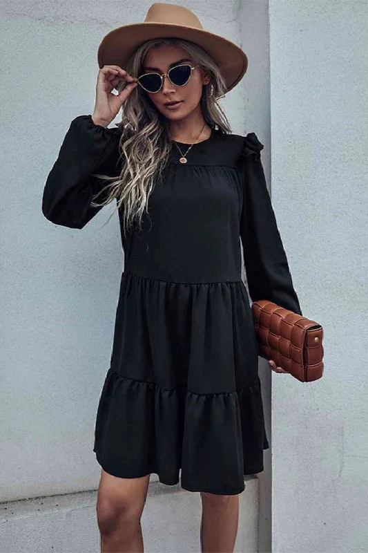 Ethnic DressRuffled Shoulder Tiered Dress