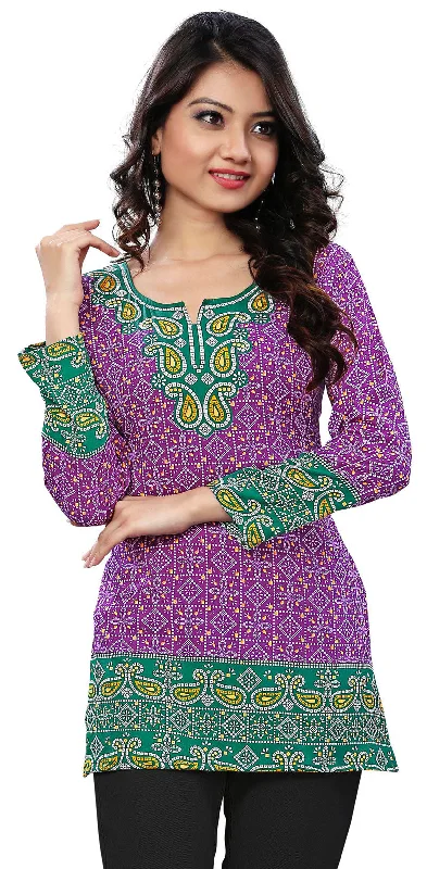 TunicTopBlazeBeautiful Indian Ethnic Kurta - Purple Short Kurti for Women