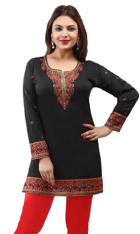 TunicTopLunarBlack Short Kurti Tops for Women – Trendy Ethnic Wear