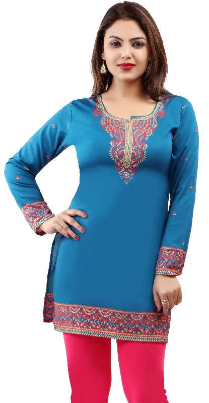 TunicTopCosmoBlue Indian Style Tunics for Women – Elegant Ethnic Tops