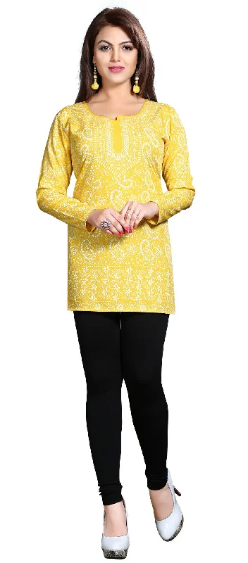 TunicTopEclipseBright Yellow Indian Kurta for Women – Stylish Short Kurti