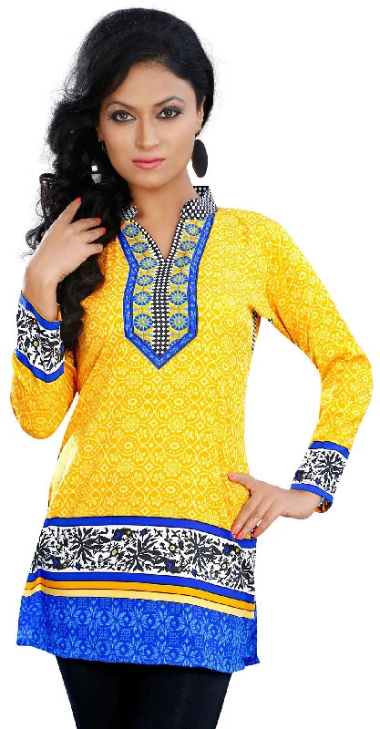 TunicTopSummitBright Yellow Indian Kurti for Women – Trendy Short Kurti