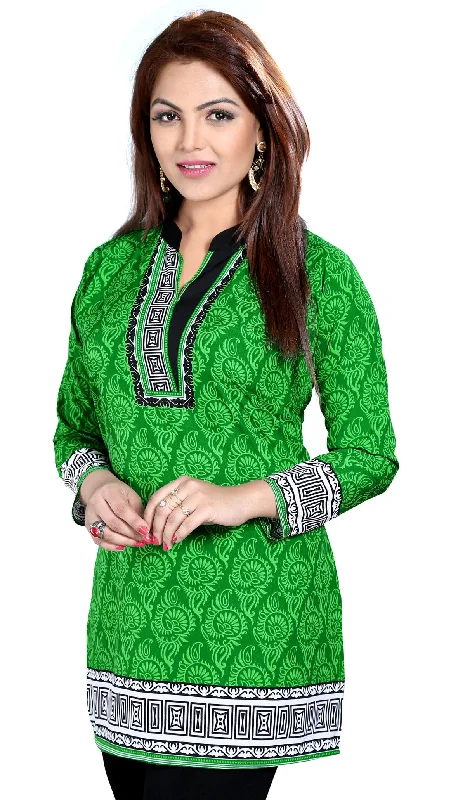 TunicTopOnyxChic Green Ladies Indian Kurtis – Stylish Short Kurti for Women