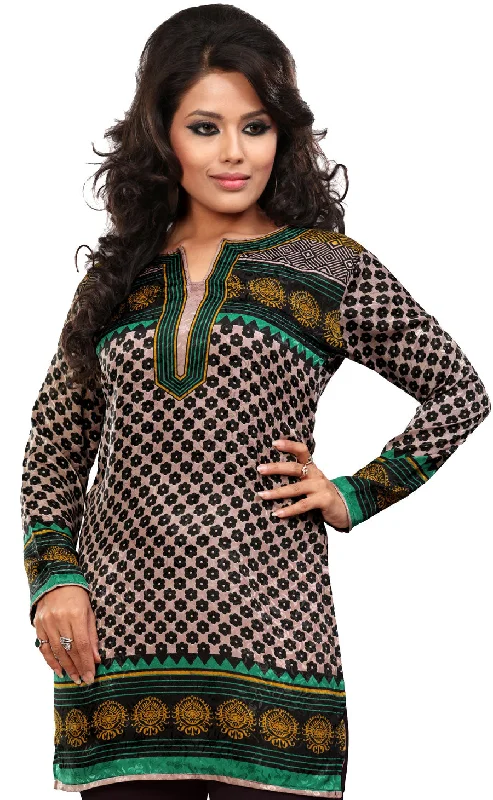 TunicTopRubyChic Green Short Kurta Tops – Stylish Ethnic Wear for Women