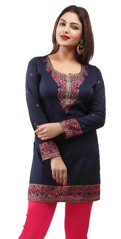 TunicTopDragonDark Blue Short Kurti Tops for Women – Elegant Ethnic Wear