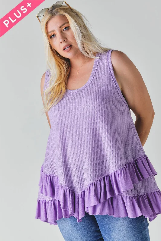 TunicTopCurrentPlus Scoope Neck Sleeveless Ruffle Tunic