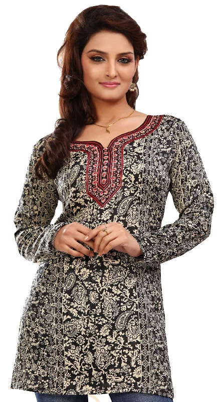 TunicTopPegasusElegant Black Indian Kurta – Modern Ethnic Wear for Women