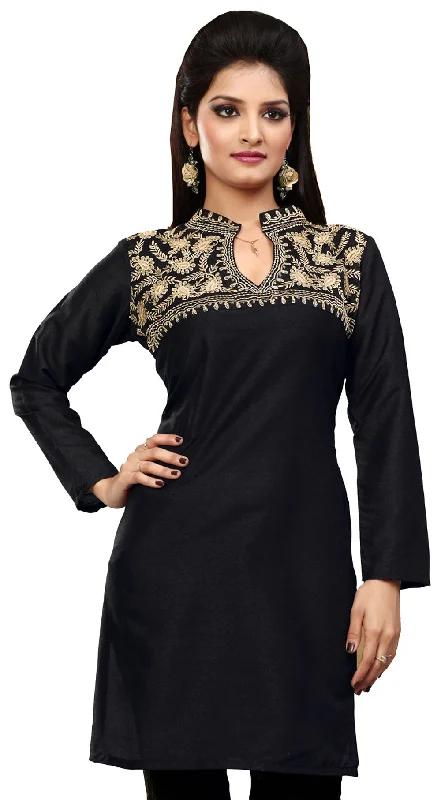 TunicTopKrakenElegant Black Indian Tunic Top – Stylish Short Kurti for Women