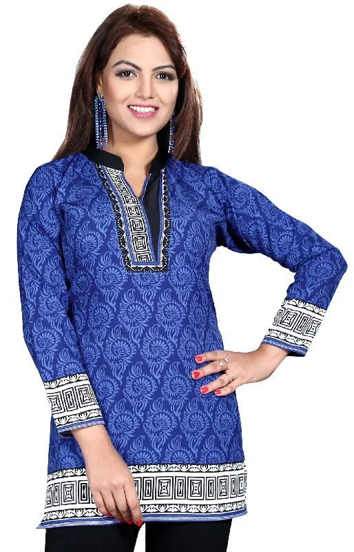 TunicTopGladiatorElegant Blue India Kurta Online – Stylish Short Kurti for Women