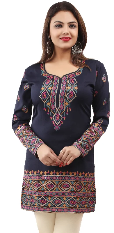 TunicTopUltraElegant Blue Kurti for Women – Trendy Ethnic Kurti Tops