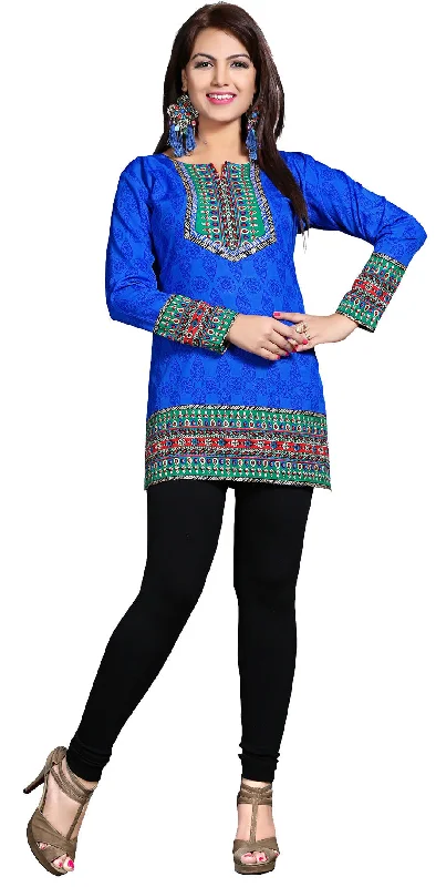 TunicTopEliteElegant Blue Ladies Indian Kurtis – Stylish Short Kurti for Women