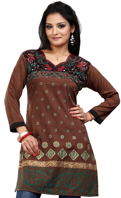 TunicTopSparkElegant Brown Short Kurti for Women – Buy Indian Kurtis Online